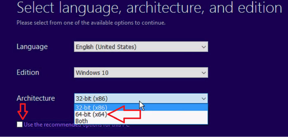 windows 10 32 bit to 64 bit